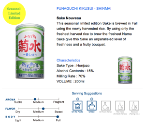 Kikusui Funaguchi Shinmai Sake Green Can